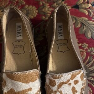 Myra Womens Cruiser Cow Hair Slip On Shoes Size 6 Brown Western Loafer